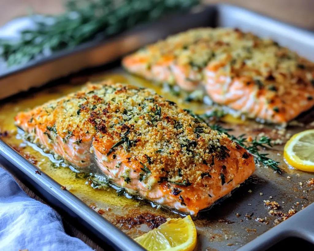 Parmesan Salmon Bake Recipe – Easy Crispy Herb Crust Dinner