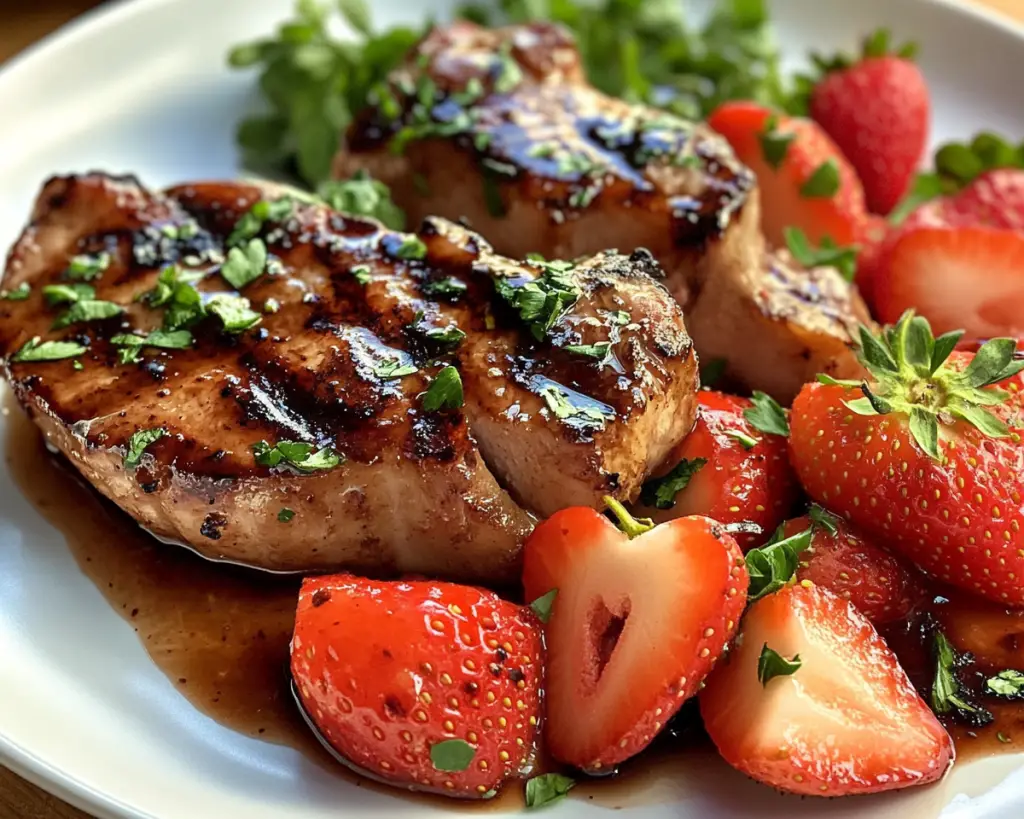 Strawberry Balsamic Pork Chops Recipe Easy Valentine’s Dinner