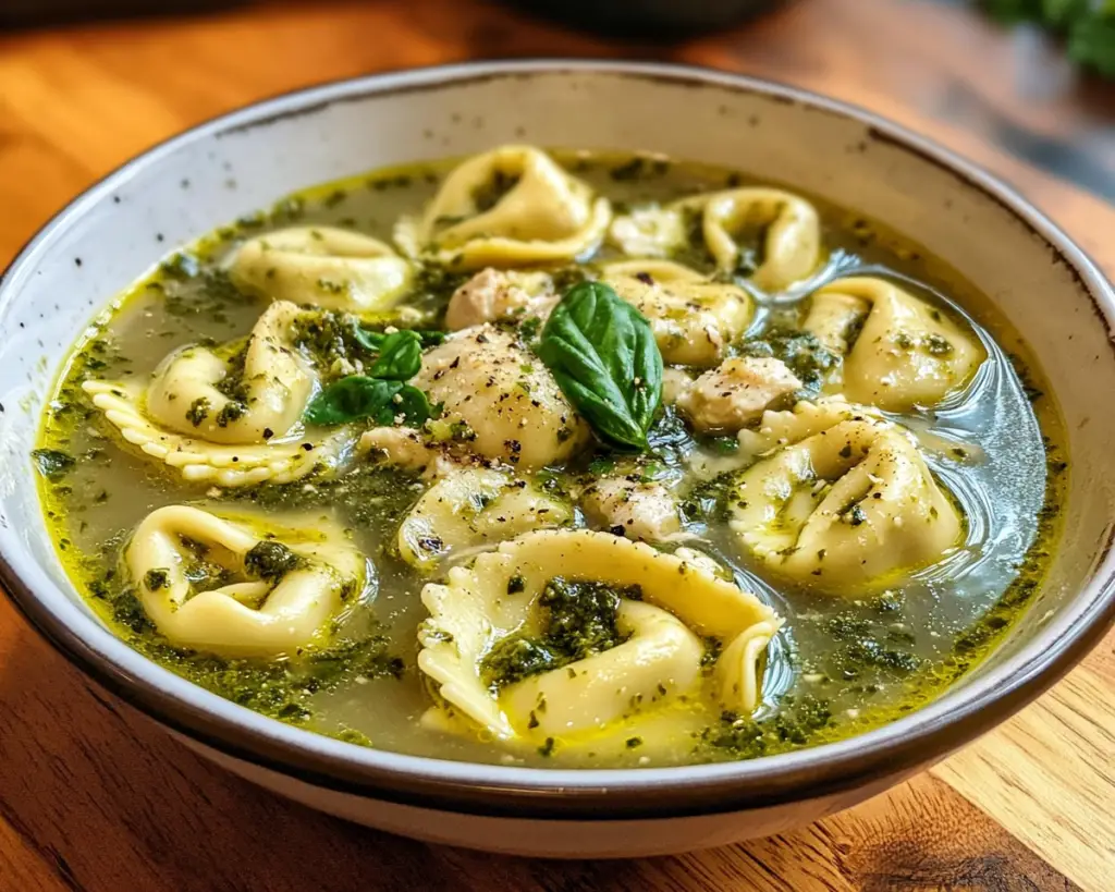 Chicken Pesto Tortellini Soup: Easy Creamy Comfort Food Recipe