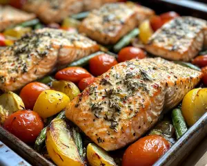 Healthy Sheet Pan Salmon and Veggies Recipe in 30 Mins