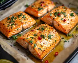 Roasted salmon or seasonal fish dishes