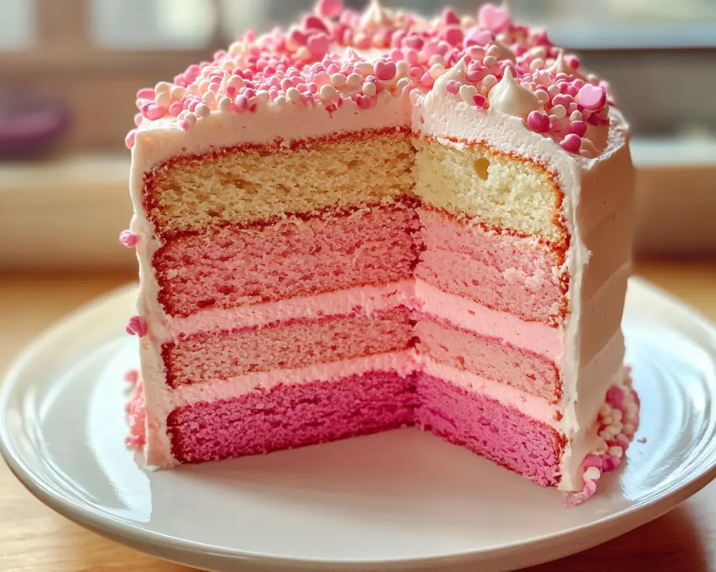 Pink Ombre Layer Cake Recipe Easy Valentine’s Day Showstopper