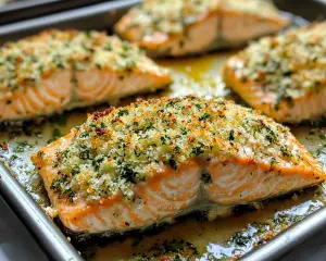 Parmesan Salmon Bake Recipe – Easy Crispy Herb Crust Dinner