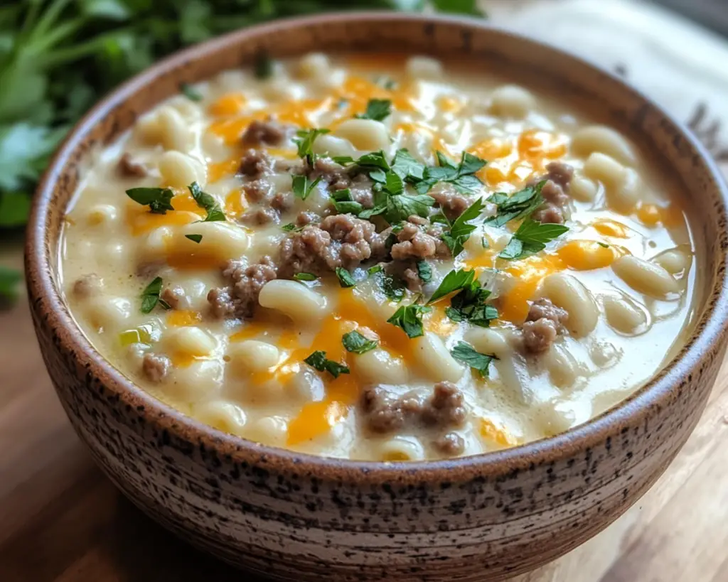 Cheeseburger Mac Soup – Easy Creamy Comfort Dinner Recipe