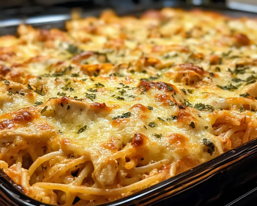 Cheesy Chicken Spaghetti Bake Recipe – Easy Family Dinner