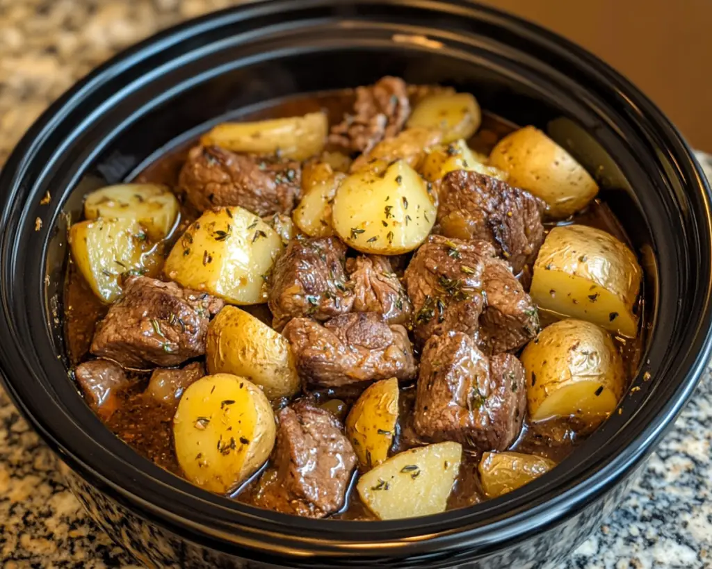 Slow Cooker Garlic Butter Beef with Potatoes – Easy Tender Recipe