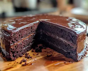 Moist Chocolate Cake with Glossy Ganache