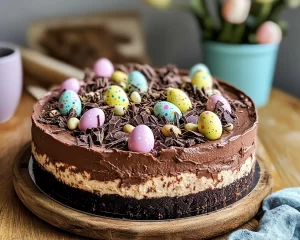 Indulge in Double Chocolate Easter Egg Cheesecake!