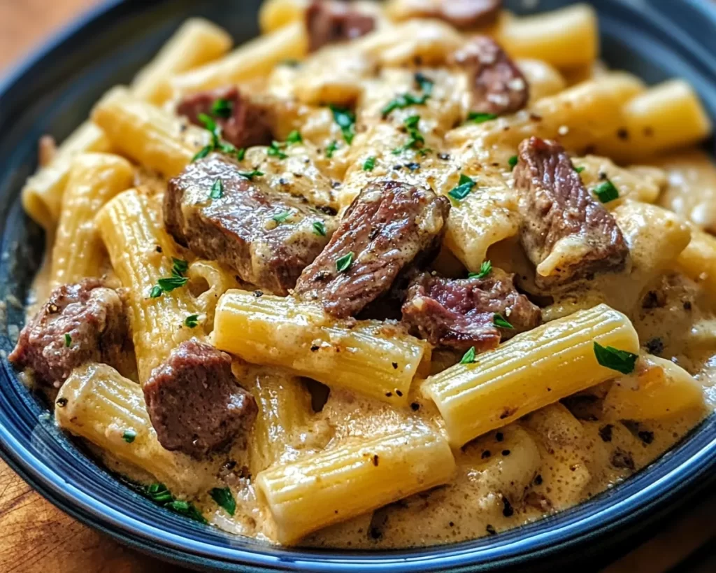 Creamy Garlic Butter Steak Rigatoni Recipe