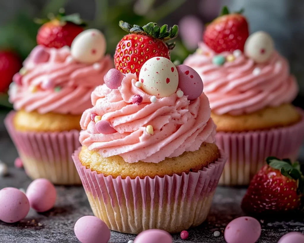 Easter Strawberry Cupcakes
