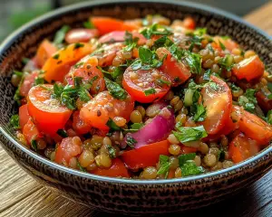Mediterranean Lentil and Tomato Salad