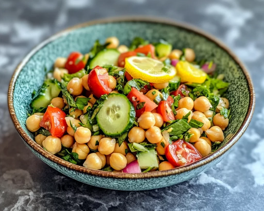Spring Dinner Ideas: Chickpea Salad with Lemon Dressing