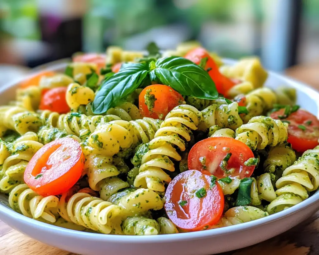 Pasta Salad with Basil Pesto Dressing