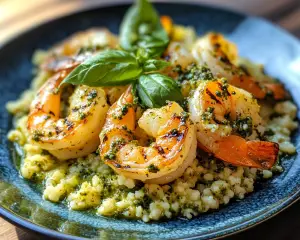 🍤 Grilled Lemon Shrimp with Pesto Couscous (Fresh Summer Meal)