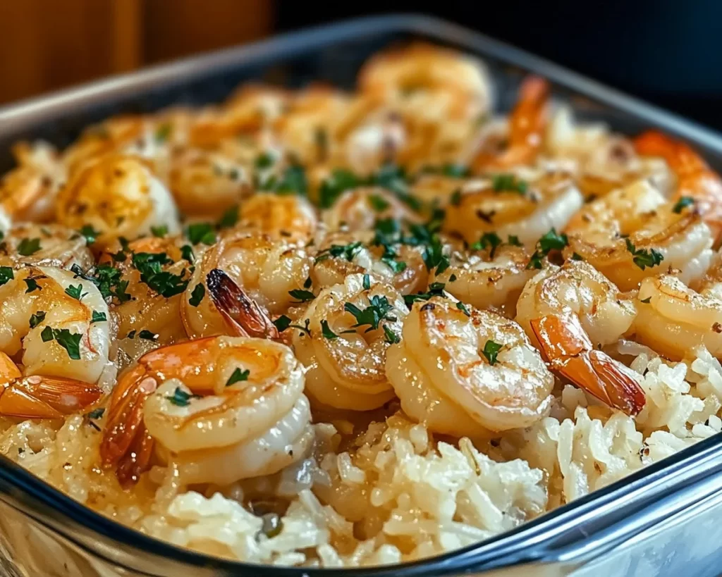 Savory Garlic Butter Shrimp Rice Bake Recipe