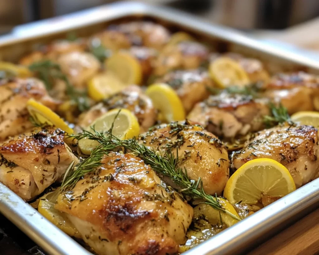 Spring Dinner Party: Lemon Garlic Chicken Tray Bake