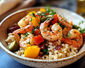 Mediterranean Shrimp Rice Bowl