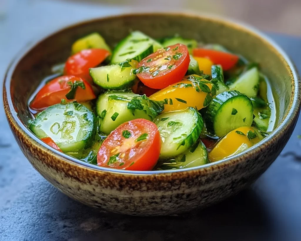 Lemon Vinegarette Dressing for Cucumber Tomato Salad