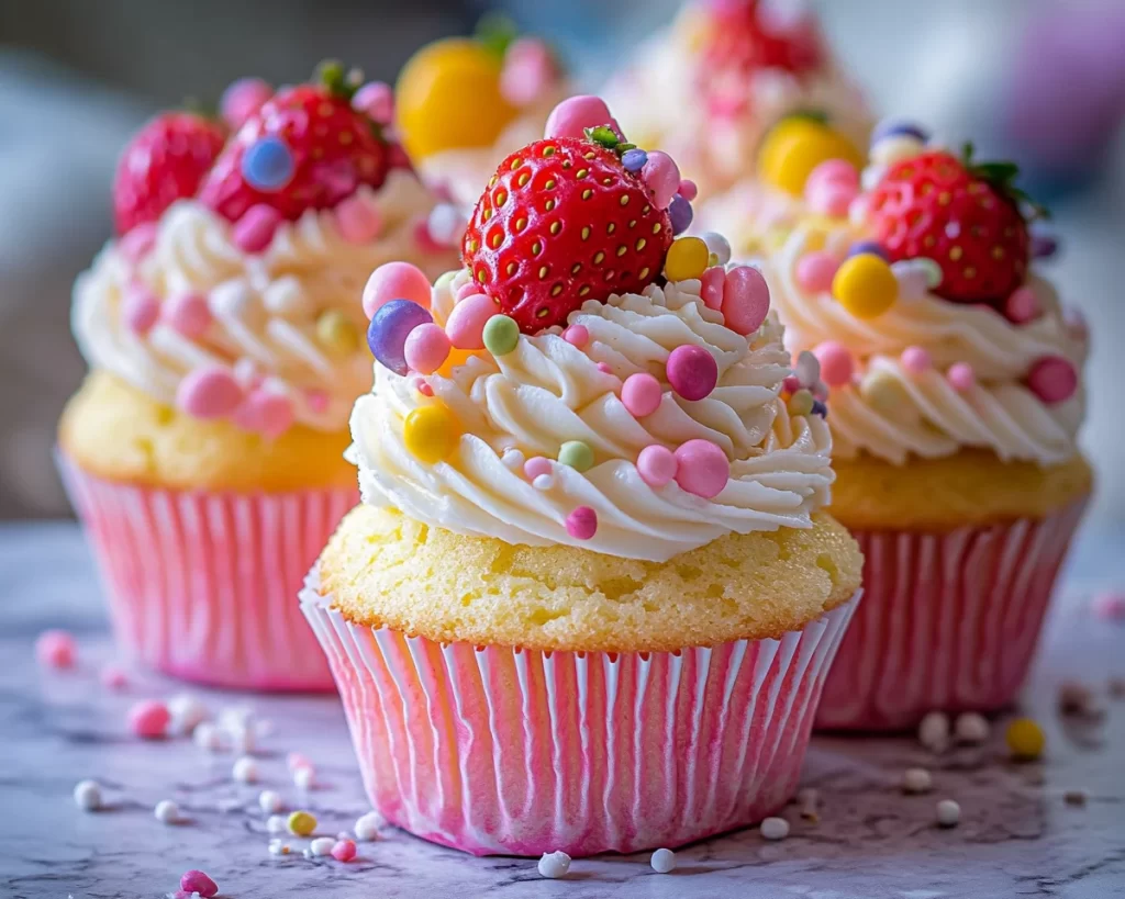 Easter Strawberry Lemonade Cupcakes