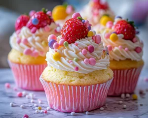 Easter Strawberry Lemonade Cupcakes