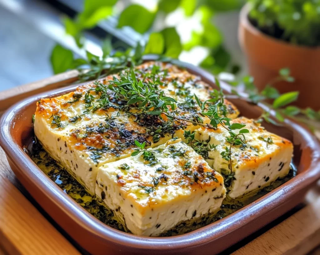 Spring Dinner Party Baked Feta with Herbs