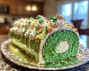 St Patrick’s Day Green Velvet Cake Roll
