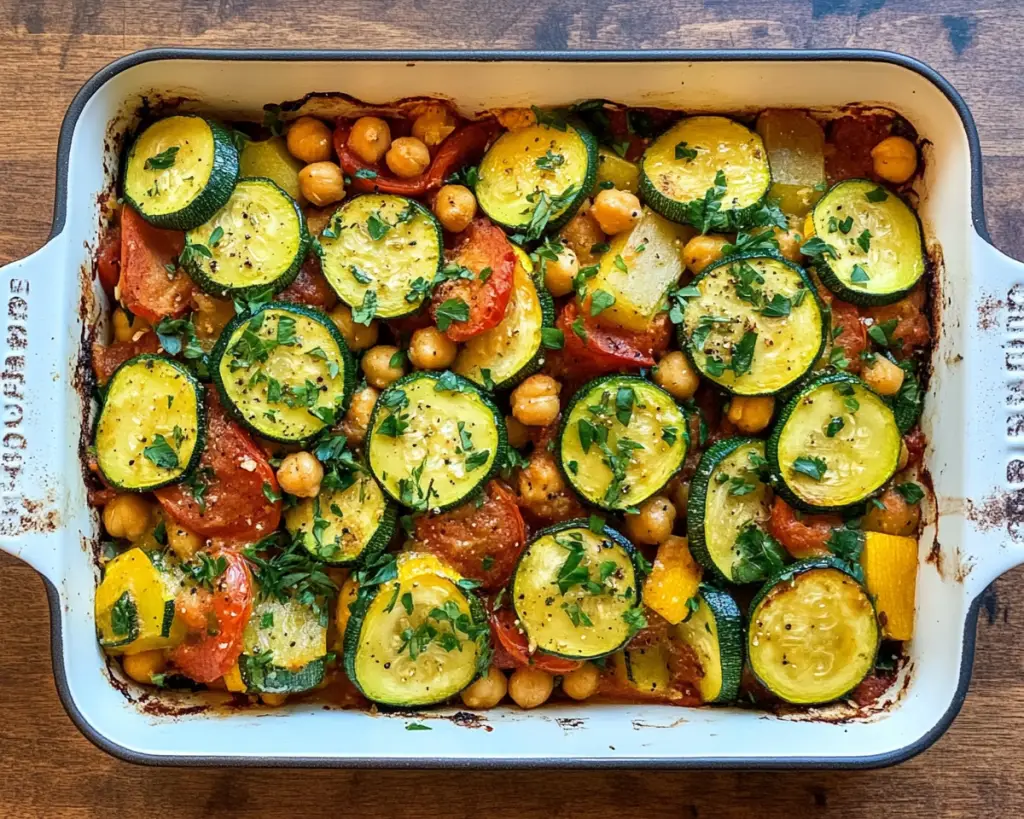 Mediterranean Zucchini Chickpea Bake