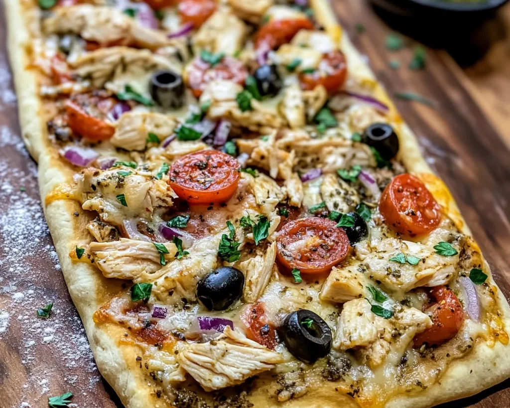 Delicious Mediterranean Chicken Flatbread Pizza
