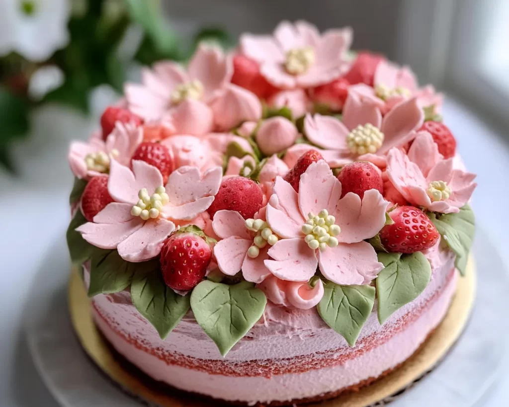 Spring Cake Designs: Strawberry Buttercream Flowers