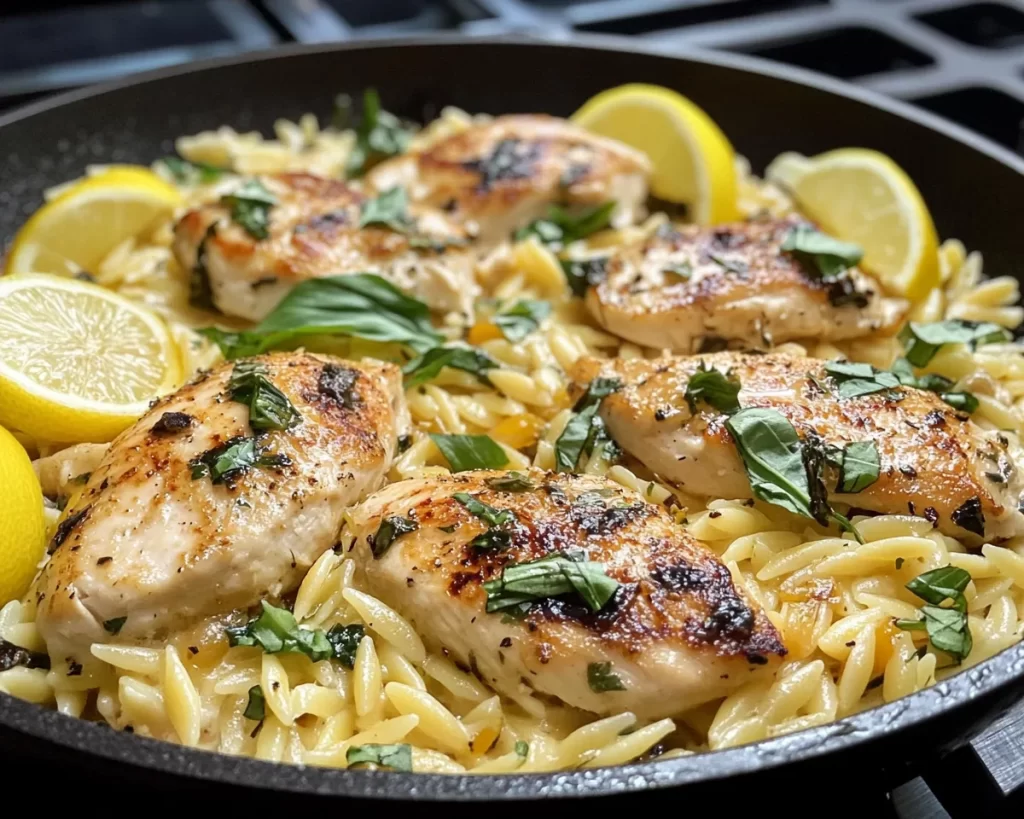 Spring Dinner Ideas: Lemon Chicken Orzo Skillet (Easy)