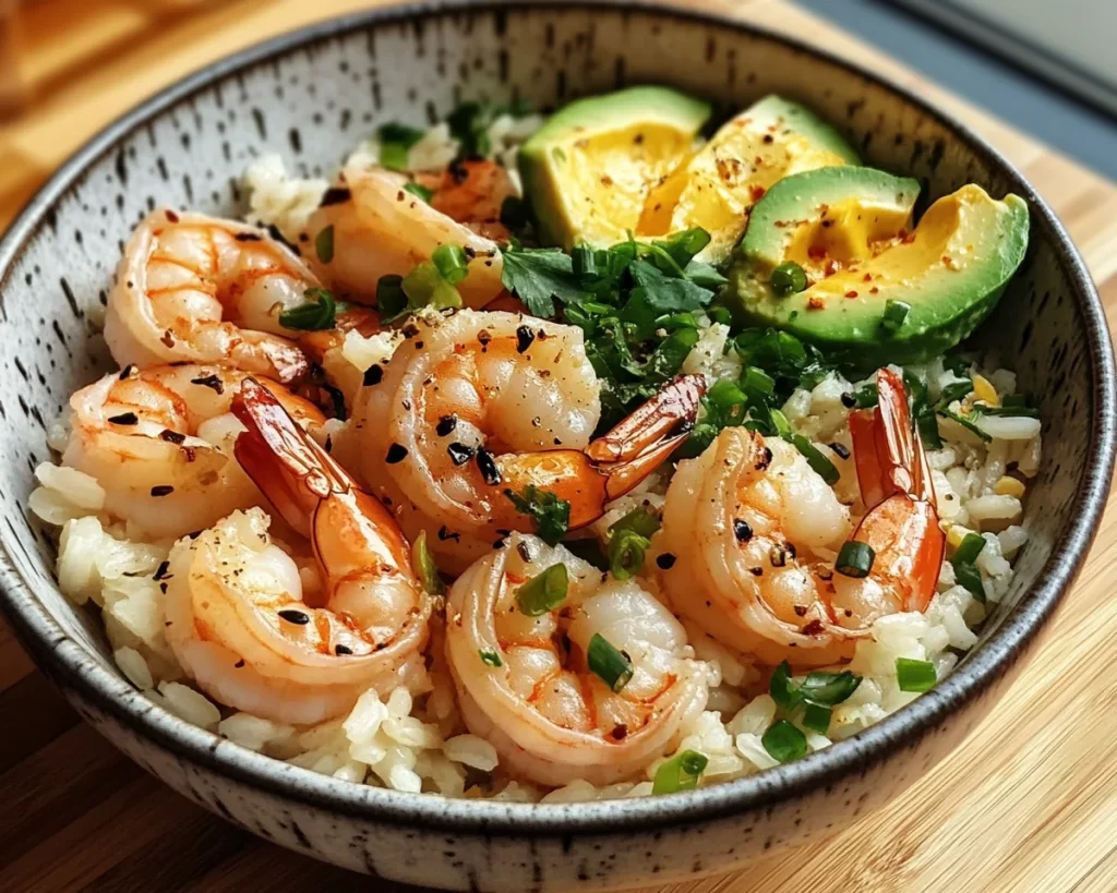 Spring Dinner: Garlic Shrimp Rice Bowl