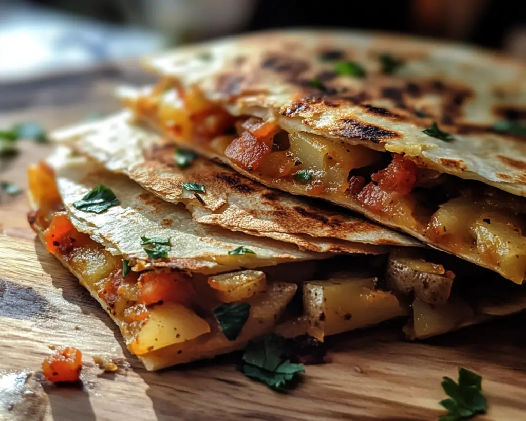 Vegan Breakfast Quesadilla with Smoky Bacony Potatoes (Savory Morning Meal)