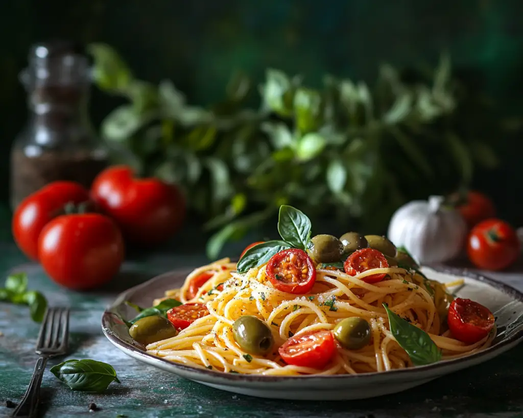 Mediterranean Pasta with Tomatoes and Olives