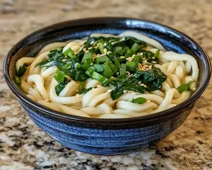 Spinach Scallion Coconut Udon – Creamy Vegan Noodle Bowl