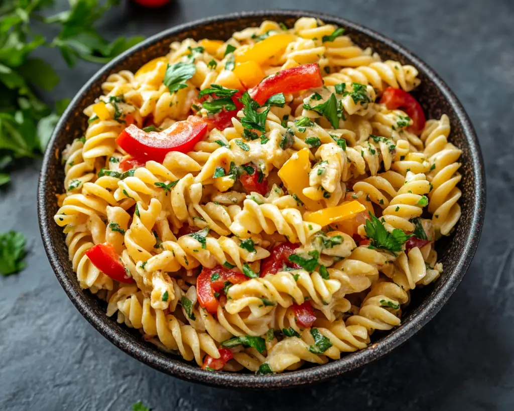 Pasta Salad with Bell Peppers and Cheese