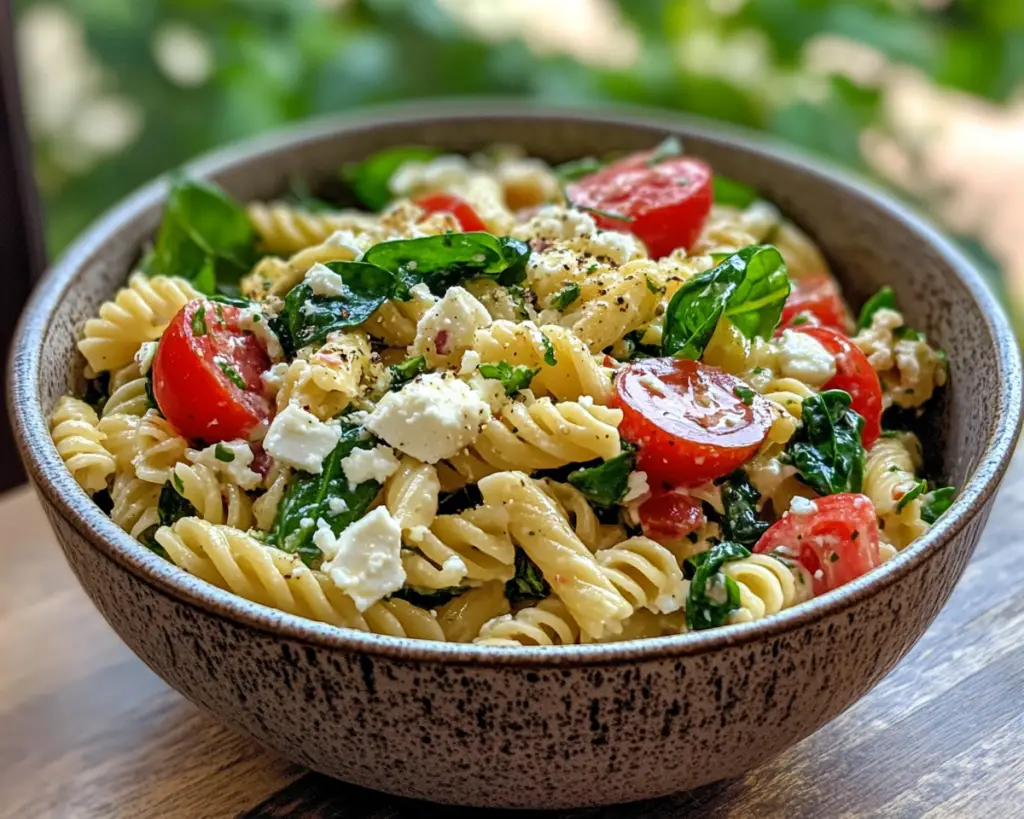 Pasta Salad with Spinach and Feta
