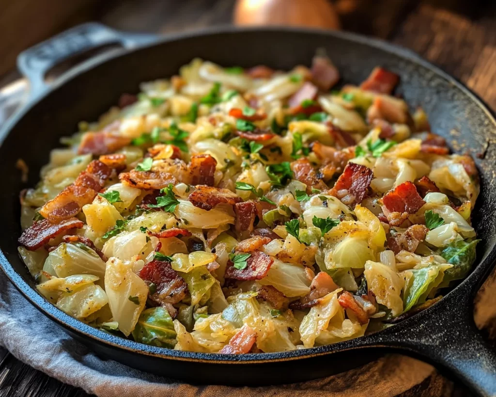 St Patrick’s Day Creamy Bacon and Cabbage Skillet