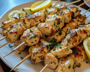 Spring Dinner Party Lemon Garlic Chicken Skewers