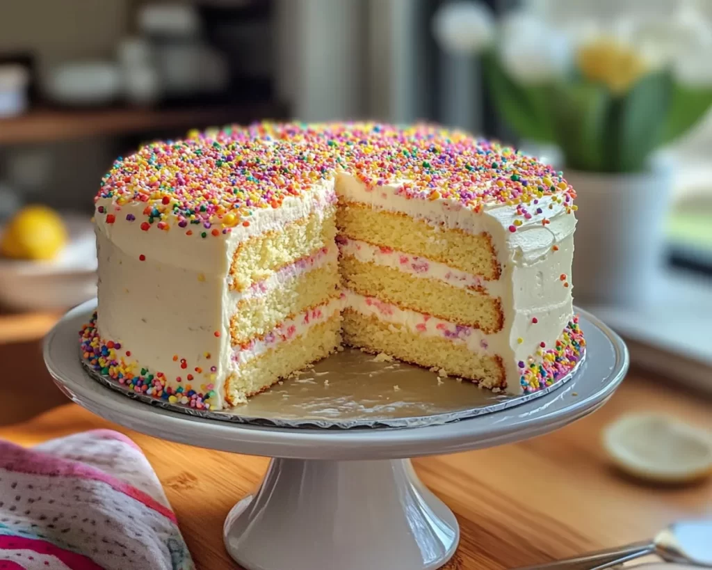 Spring Birthday Cake: Lemon Vanilla Birthday Cake
