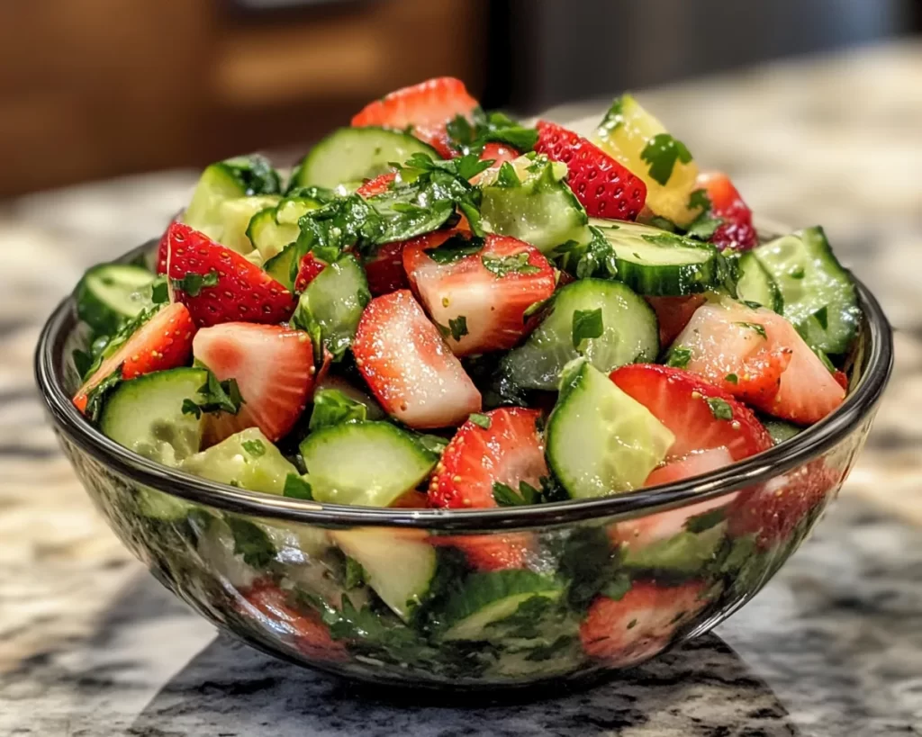 Spring Salad: Strawberry Cucumber Salad with Lemon Dressing