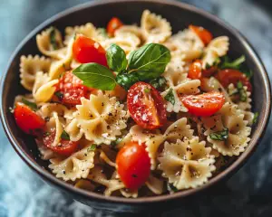 Cold Pasta Salad with Garlic Dressing