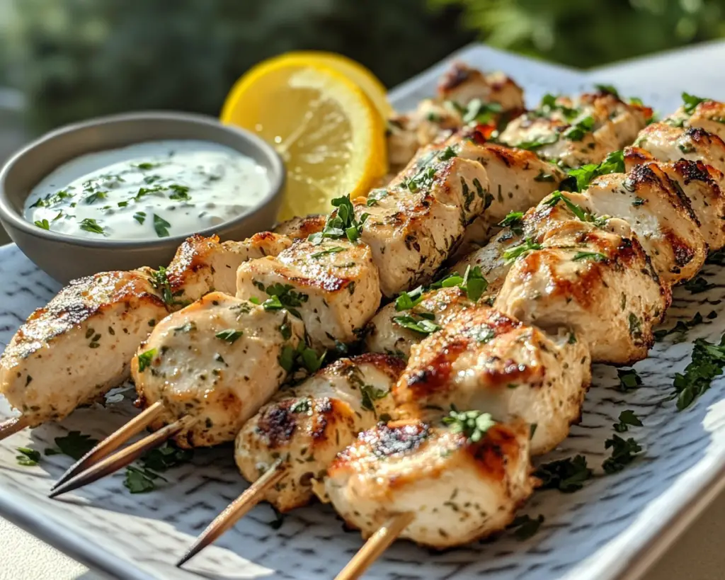 Chicken Souvlaki with Yogurt Sauce