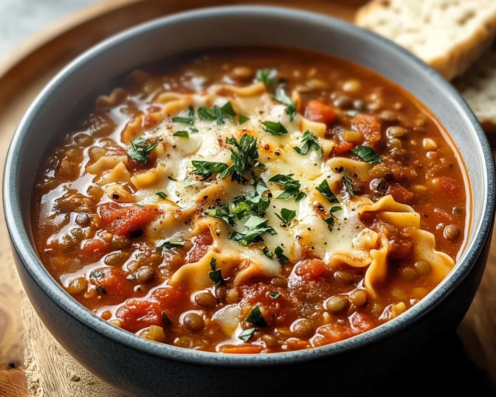 Hearty Lentil Lasagna Soup