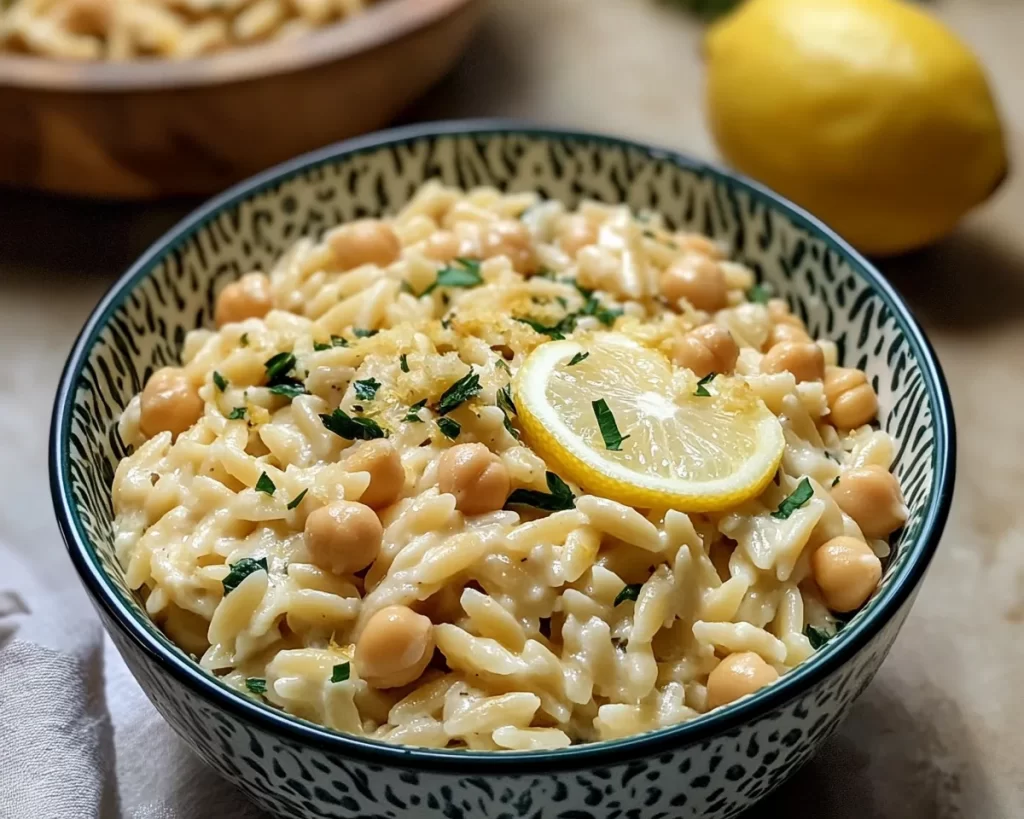 Creamy Lemon Ricotta Orzo with Chickpeas Recipe
