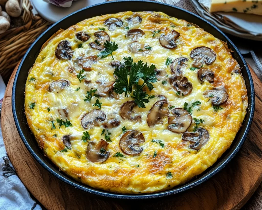 Frittata Recipe with Mushrooms + Cheese (Quick Dinner)