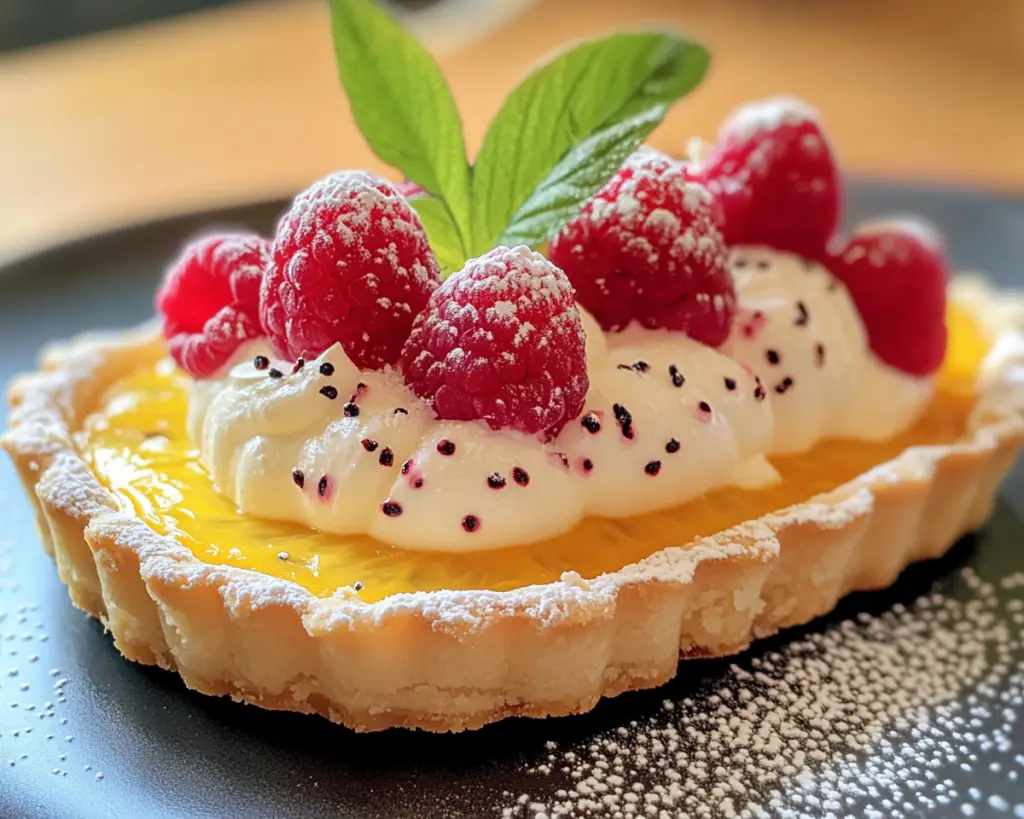 🥧 Passionfruit Tart with Raspberry Meringue (Elegant Dessert)