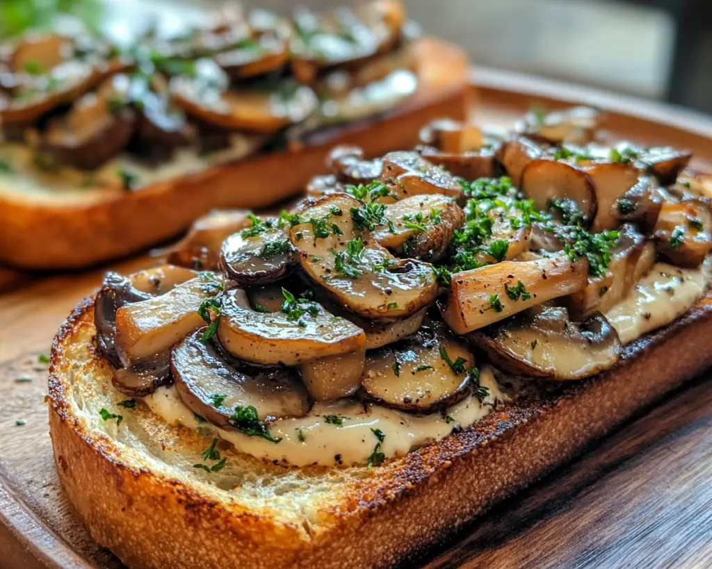 Sautéed Mushroom Breakfast Toast with Spicy Mayo 🍄🥑