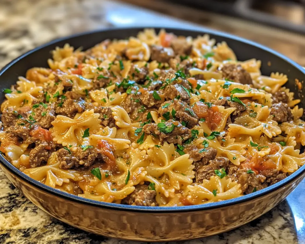 Creamy Beef and Bowtie Pasta