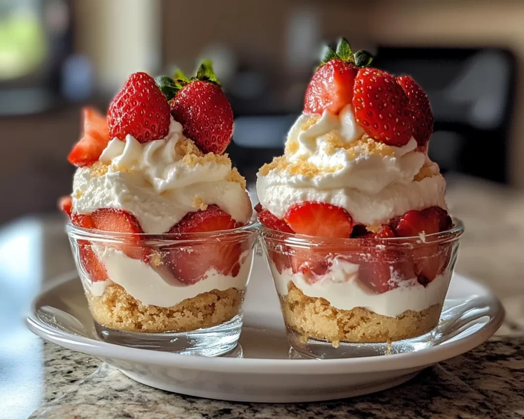 Spring Desserts: Strawberry Shortcake Cups (No Bake)