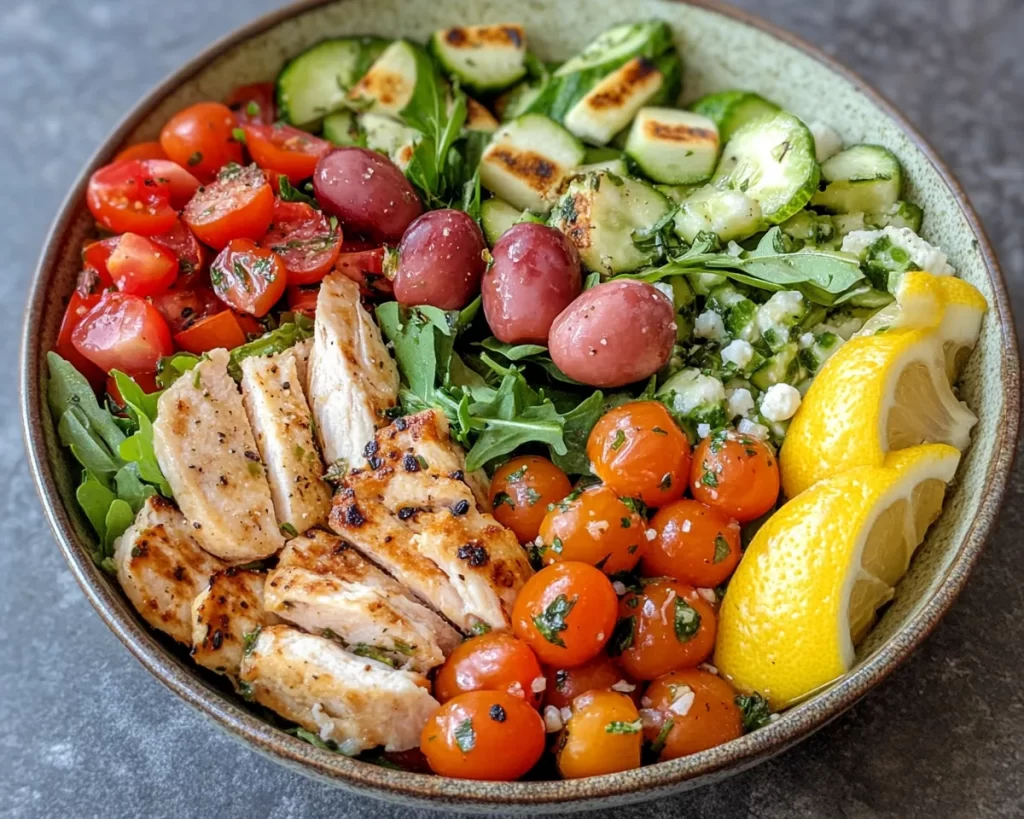 Spring Dinner Ideas: Mediterranean Bowl with Lemon Dressing